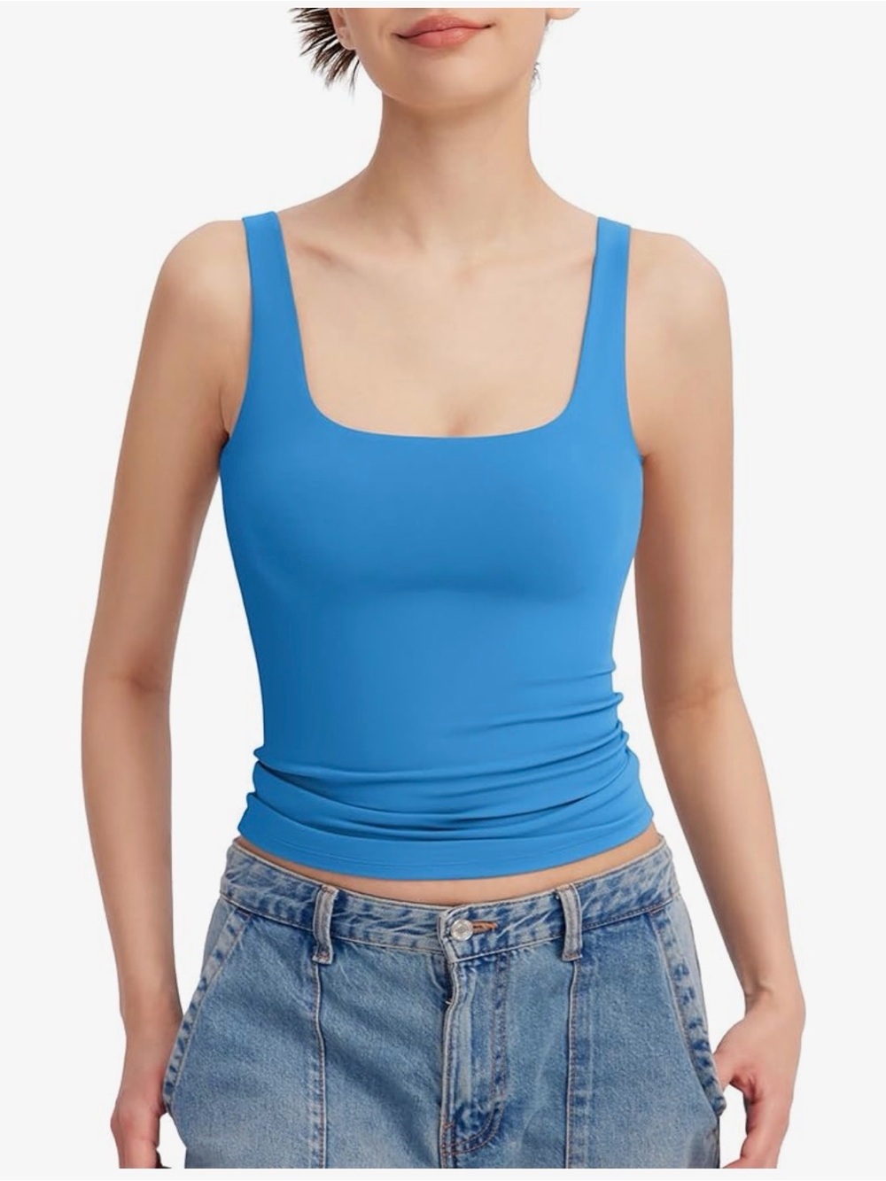 Women's Square Neck Tank Top in Bright Blue